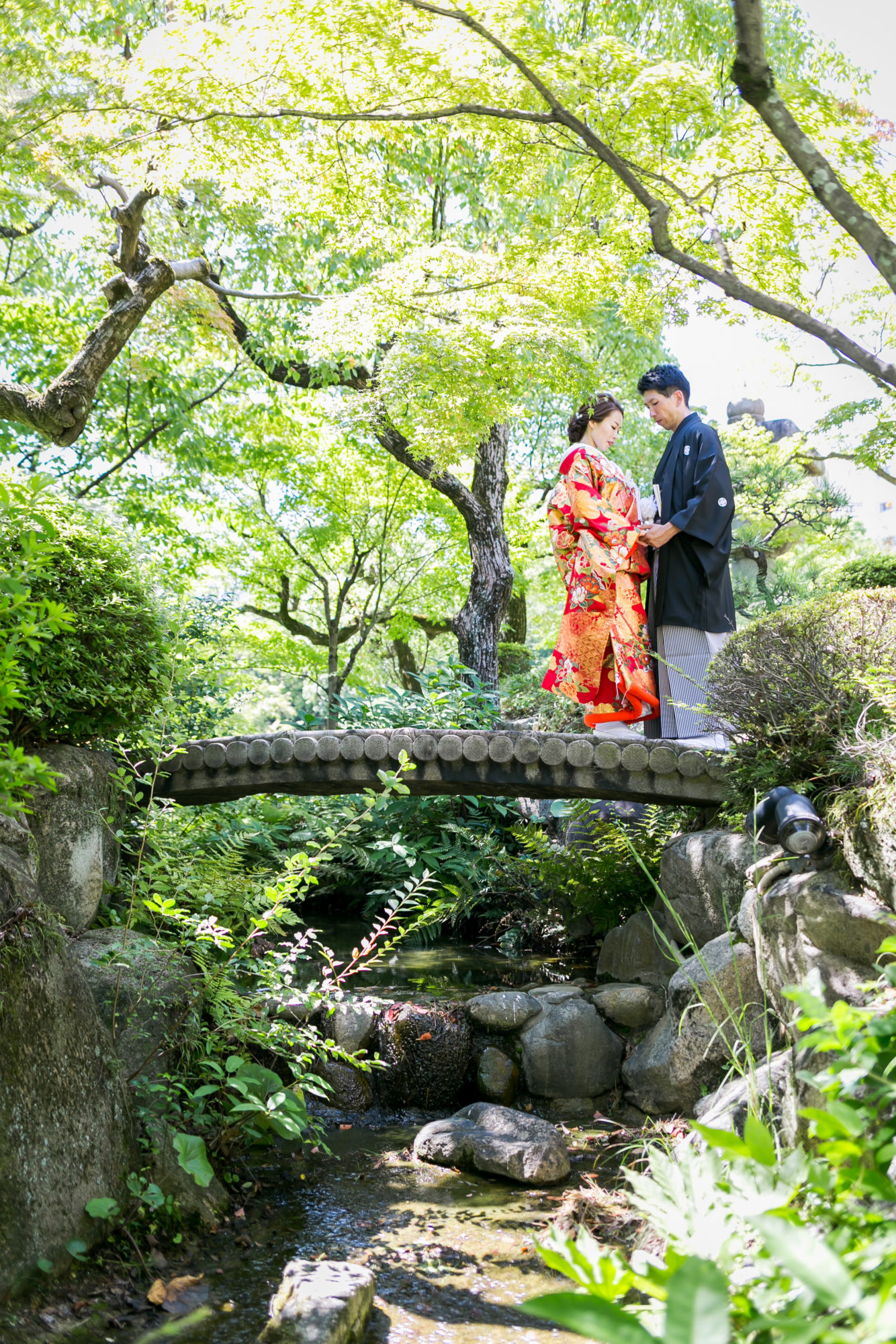 日本庭園の広がる相楽園での和装前撮り
