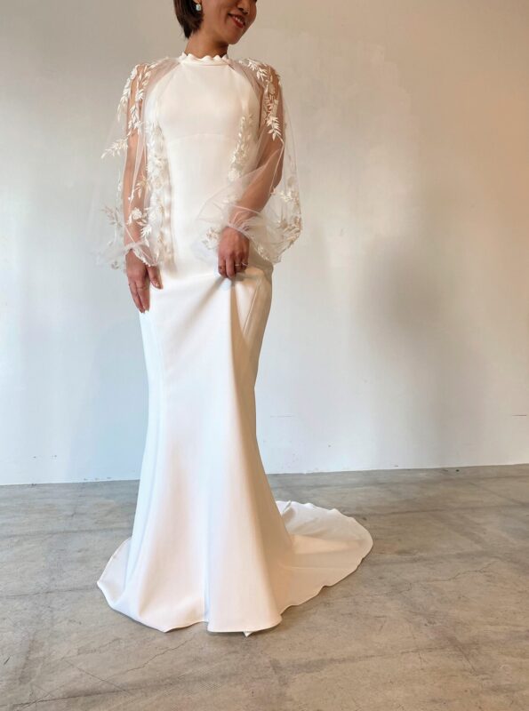 横浜みなとみらいの結婚式場にぴったりな上品なマーメイドラインのウェディングドレス