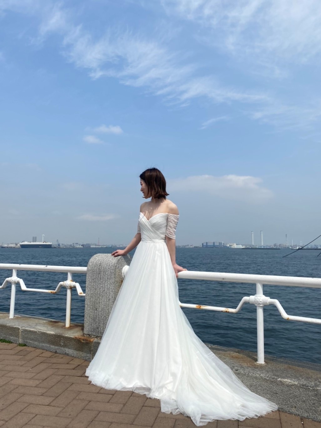 フォトウェディングで写真映えするジェニーパッカムのAラインドレス
