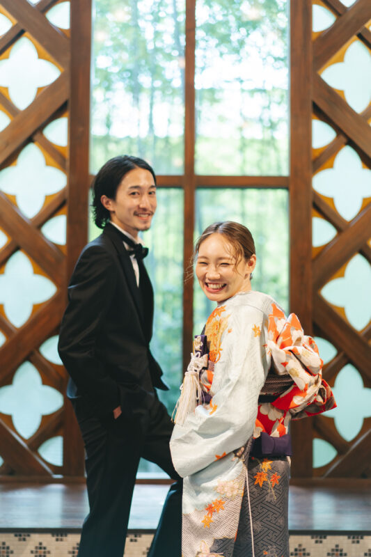レトロモダンな着物とタキシードをザトリートドレッシングが京都店の専属結婚式会場フォーチュンガーデン京都で行う前撮りのご紹介