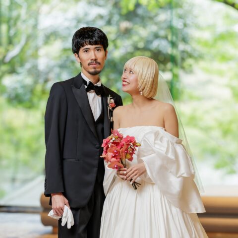 ザトリートドレッシングの提携会場八芳園で結婚式を挙げられたお洒落なお二人のウェディングのご紹介