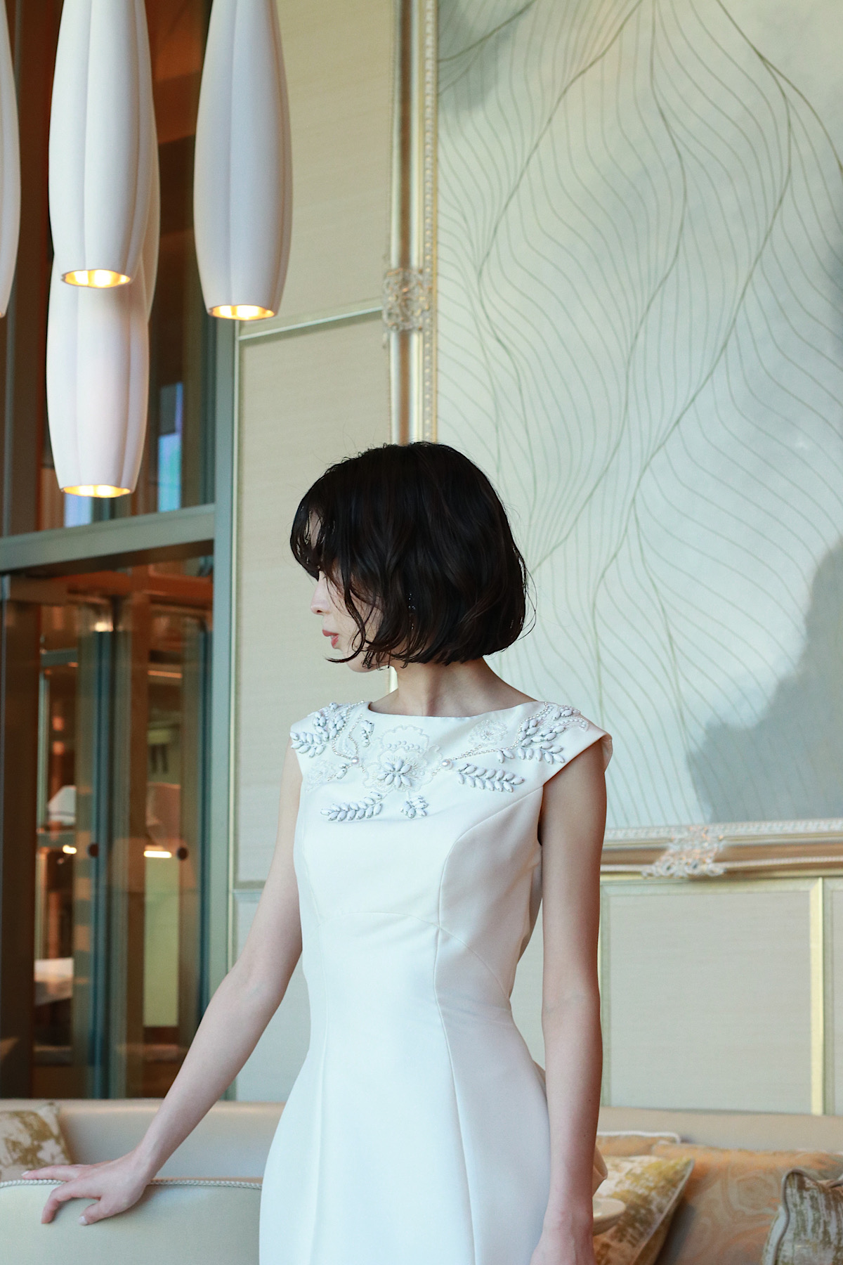 ザトリートドレッシングの新提携会場フォーシーズンズホテル東京大手町にて結婚式を挙げられる花嫁におすすめのヴィクターアンドロルフマリアージュのサテンが美しいマーメイドラインのウェディングドレスのご紹介